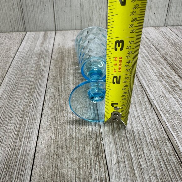 Vtg EAPG Bryce Brothers Style Shot Glass Diamond Quilted Aqua Blue Glass 4" Tall - Picture 9 of 11